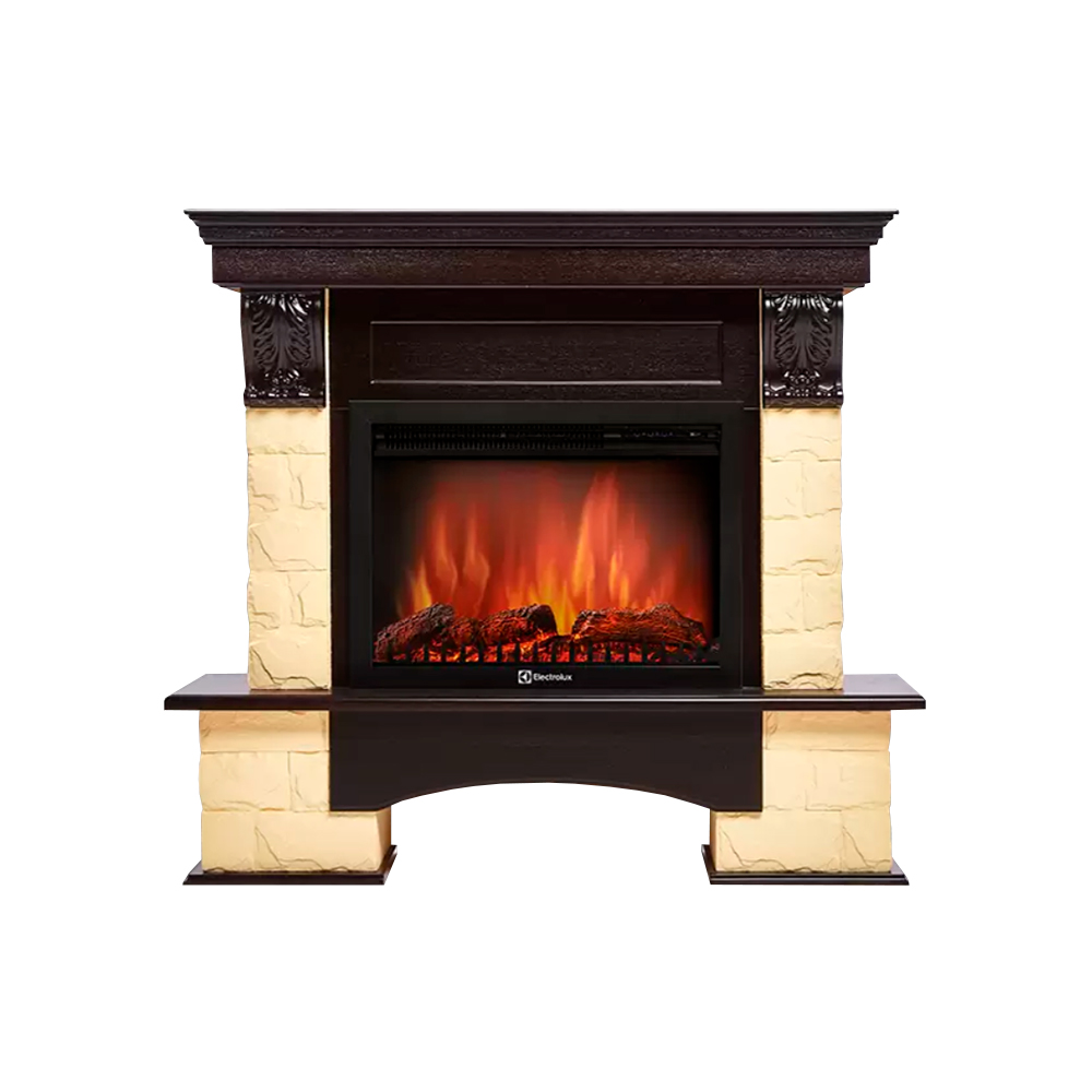 Каминокомплект Electrolux Forte 25S с очагом EFP/P-2520LS камень бежевый, шпон венге