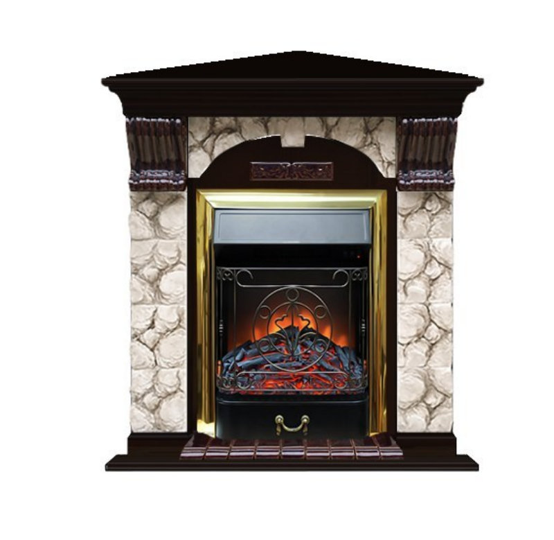 Каминокомплект Glenrich арочный угловой (Magestic brass) венге