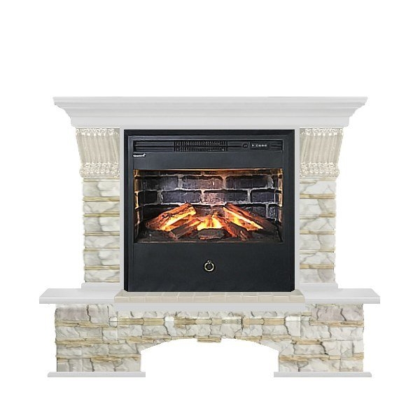 Каминокомплект Glenrich Бостон Samba 3D белый шпон