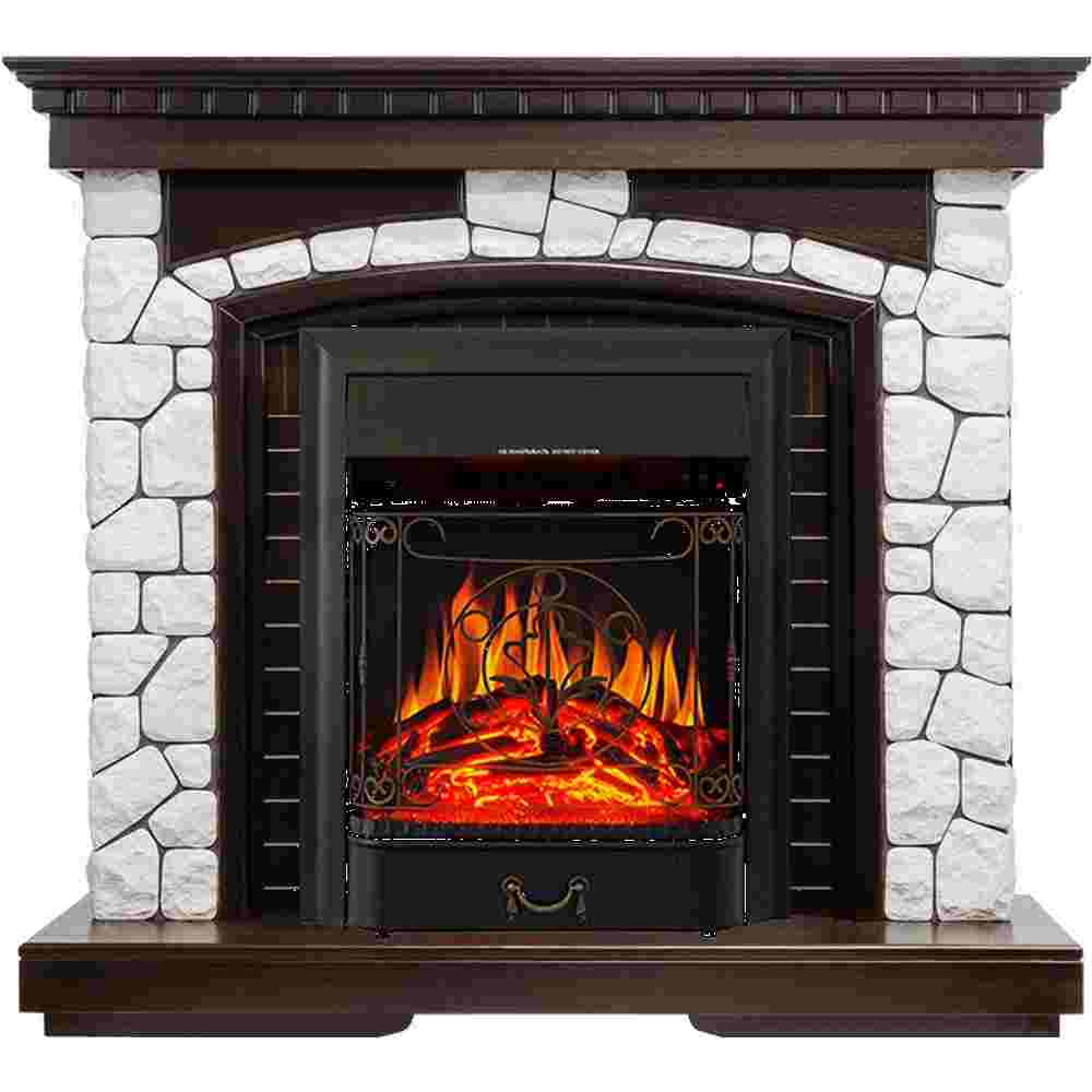 Каминокомплект Royal Flame  Glasgow - Темный дуб / Белый с очагом Majestic FX Black
