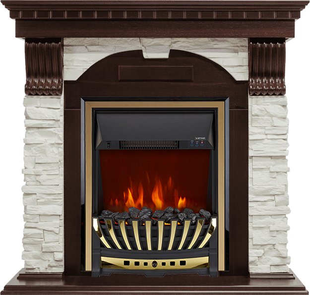 Каминокомплект Royal Flame  Dublin - Темный дуб / Сланец белый с очагом Aspen Gold