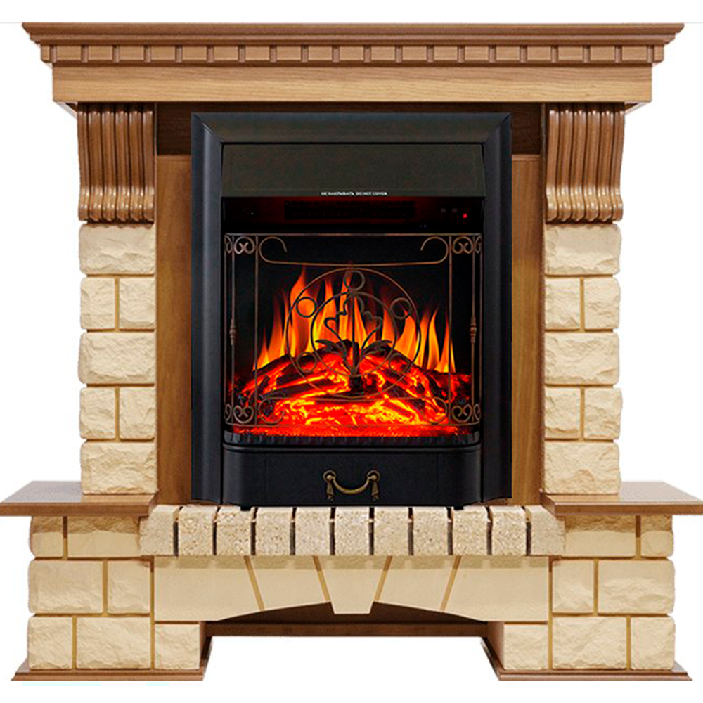 Каминокомплект Royal Flame  Pierre Luxe - Дуб / Шампань с очагом Majestic FX Black