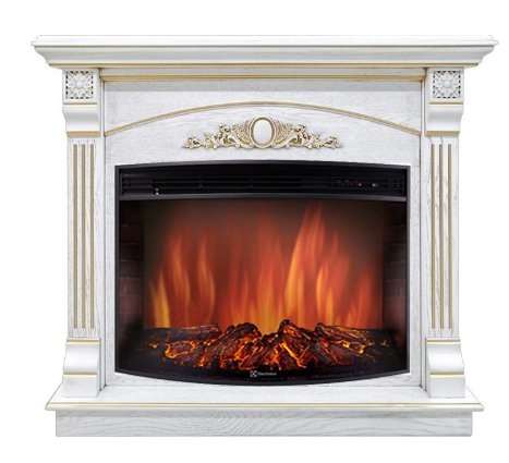 Каминокомплект Electrolux Barocco 30 с очагом EFP/P-3320RLS шпон белый дуб с золотой патиной