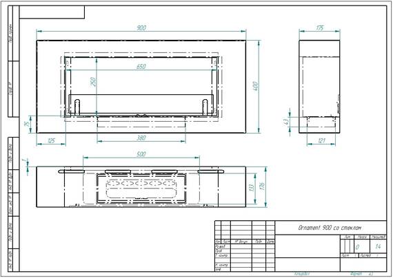 Настенный биокамин Zefire Ornament 900 со стеклом (Estetic Flame)
