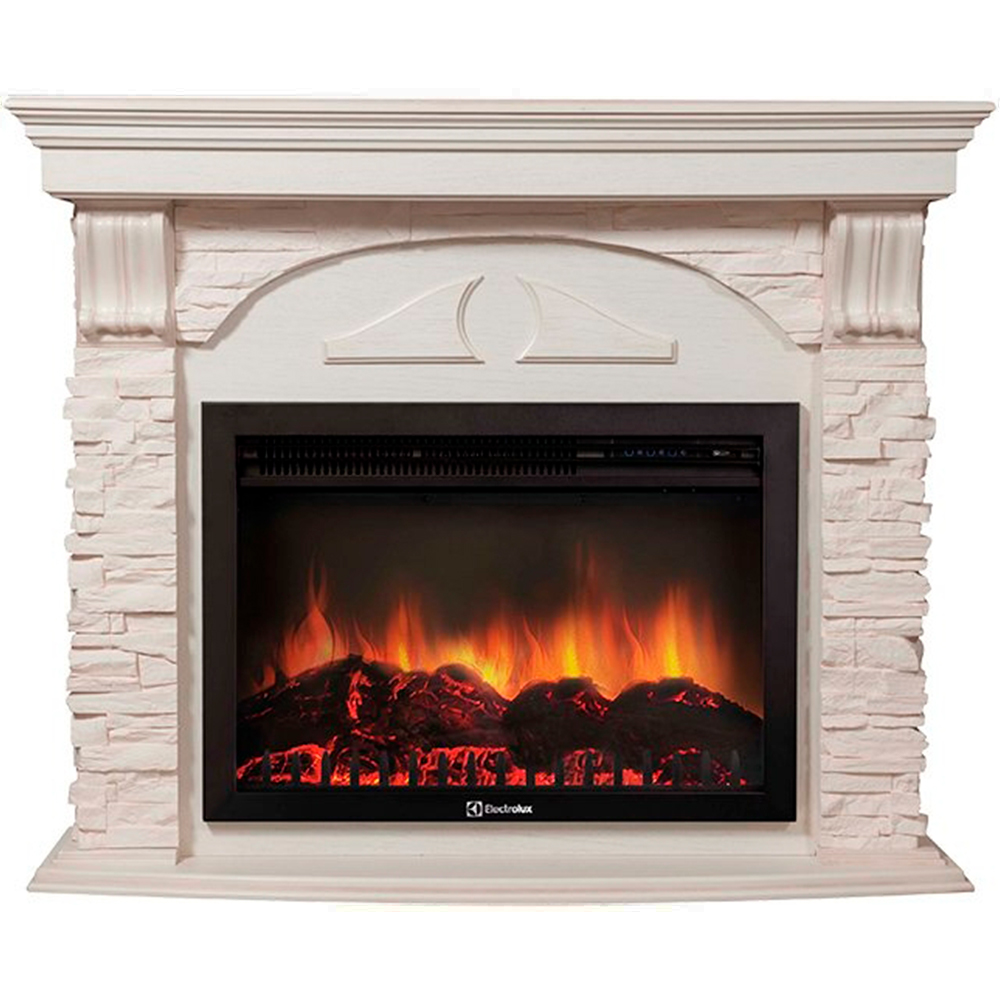 Каминокомплект Electrolux Torre 30U (угловой) с очагом EFP/P-3020LS камень белый, шпон белёный дуб