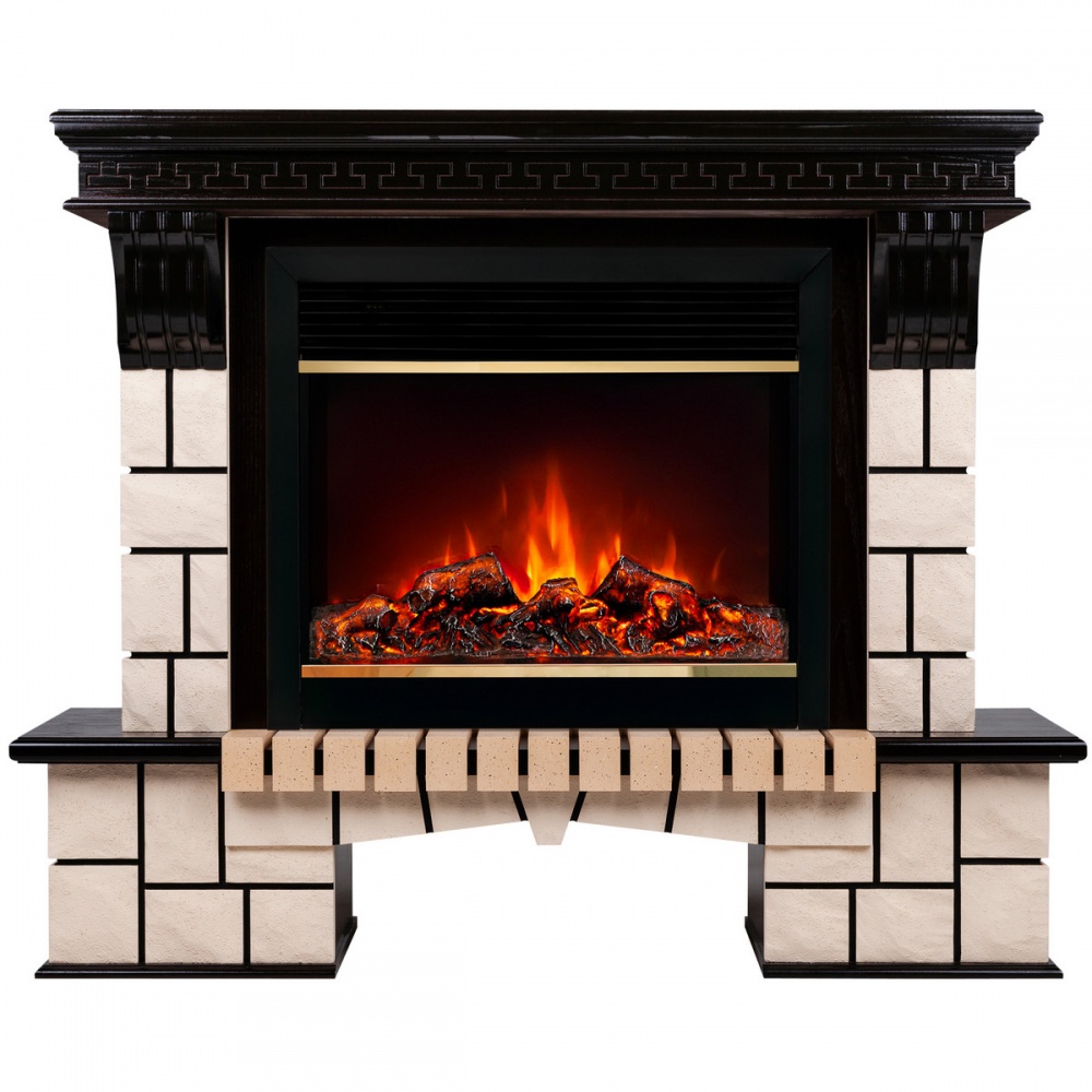 Электрокамин RealFlame  Stone 26 AO с очагом Moonblaze Deluxe Brass