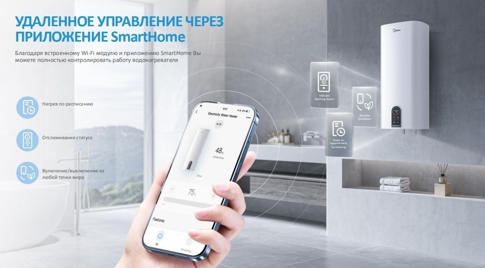 Электрический накопительный водонагреватель Midea MWH80-20SQD-OCEAN