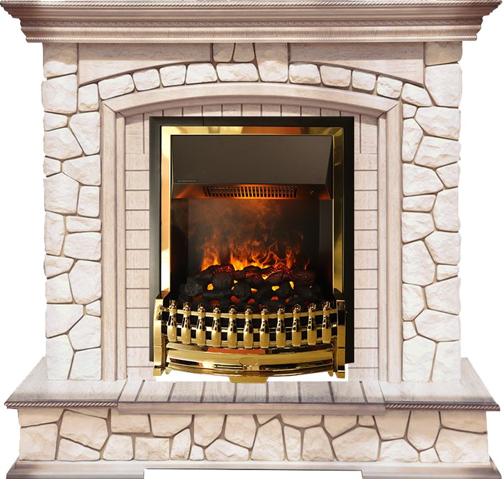 Каминокомплект Dimplex Preston - Белый/Слоновая кость с патиной с очагом Atherton