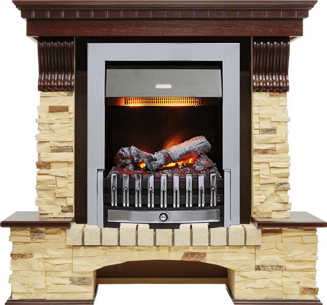 Каминокомплект Dimplex Pierre Luxe угловой - Темный дуб / Сланец (Высота 1050мм) с очагом Danville Chrome FB2