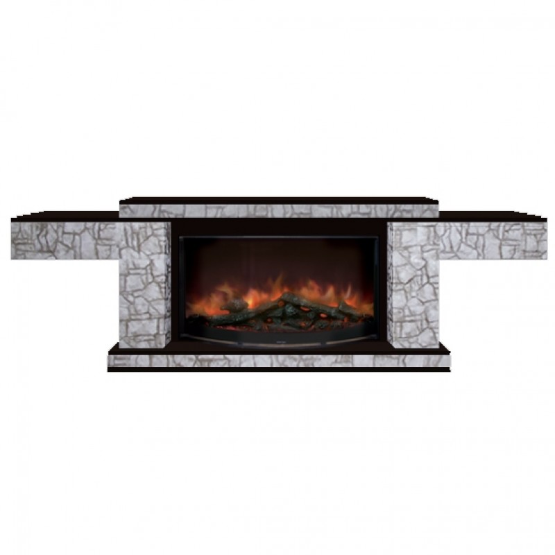 Каминокомплект Glenrich Тауэр Rondo S86 камень старый город, шпон венге