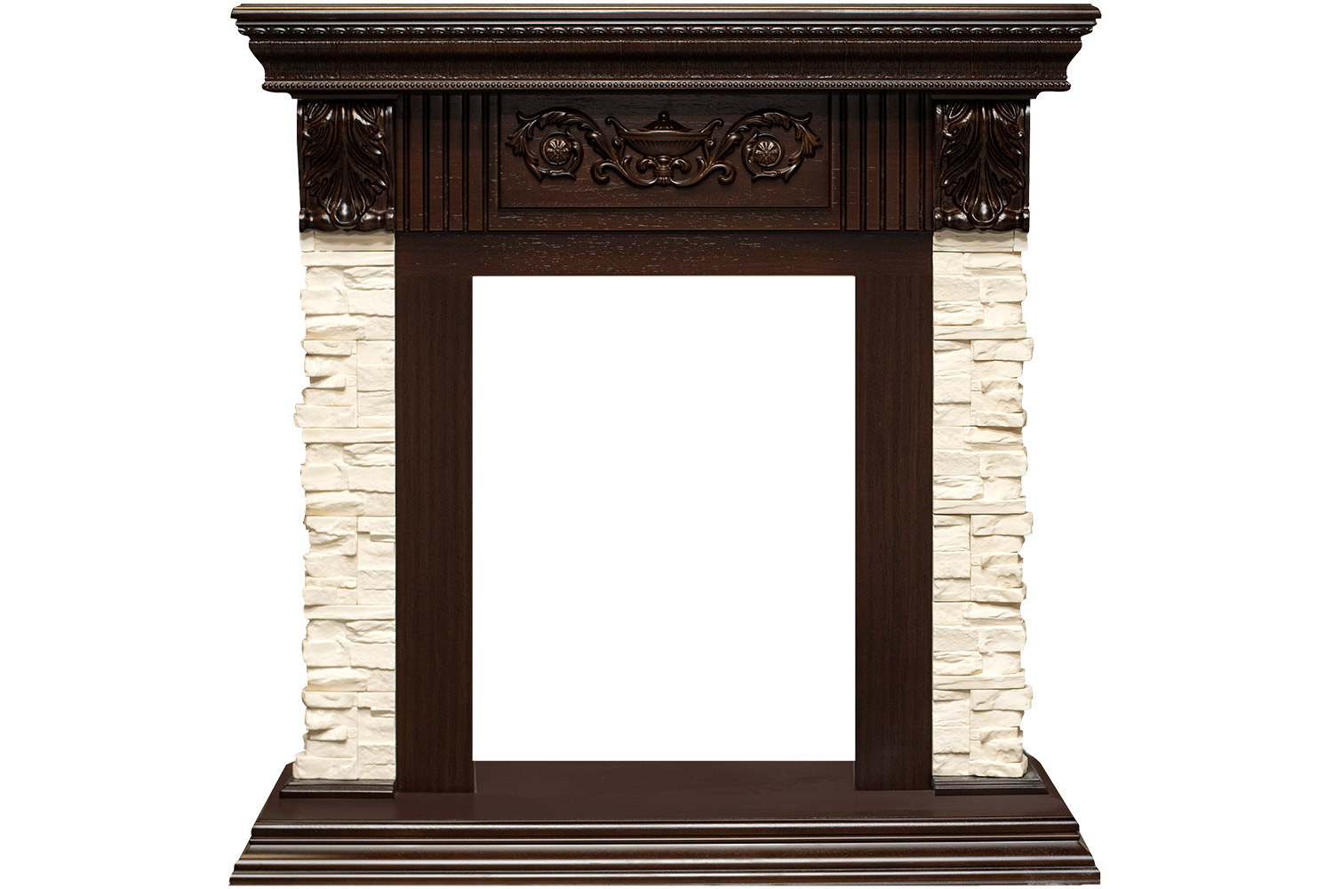 Каминокомплект Royal Flame  Luxemburg (каменный) - Сланец/Темный дуб с очагом Majestic FX M Brass