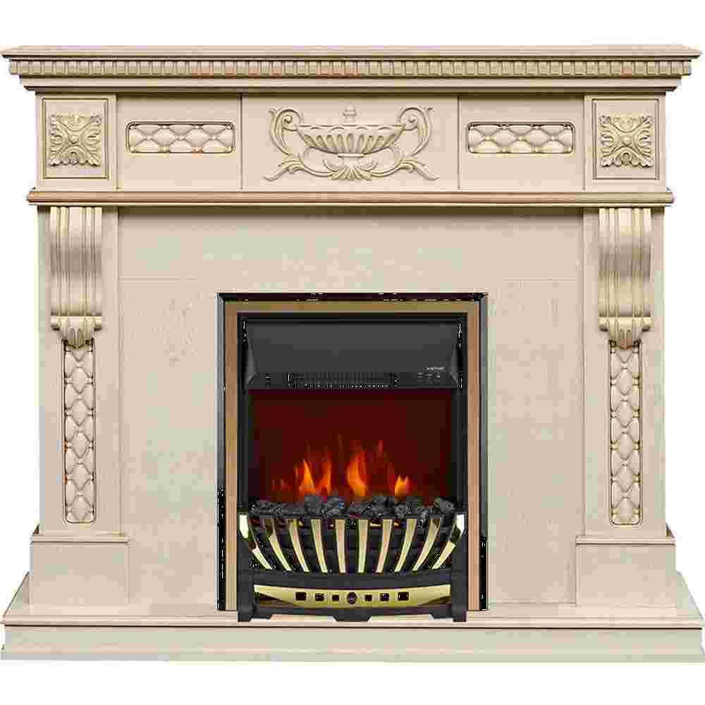 Каминокомплект Royal Flame  Corsica - Слоновая кость с патиной (Ширина 1100) с очагом Aspen Gold