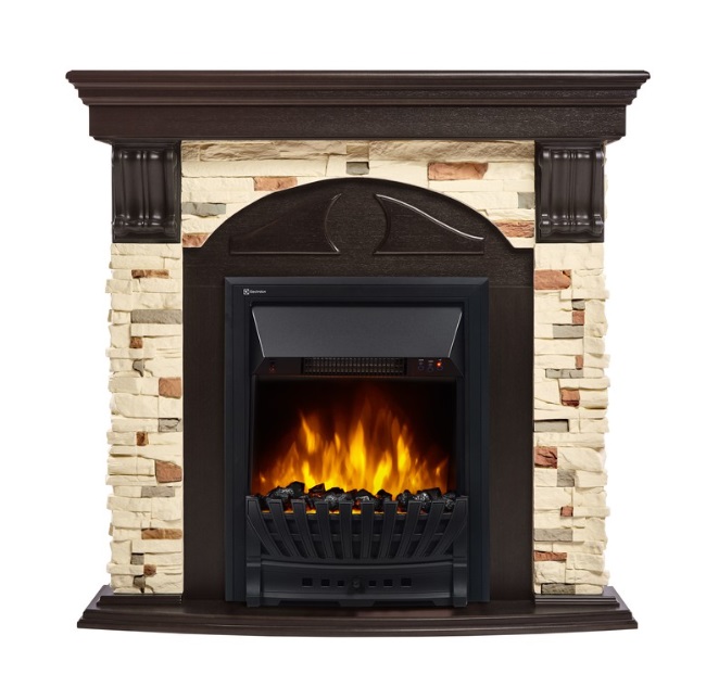 Каминокомплект Electrolux Torre Classic с очагом Classic EFP/P-1020LS камень сланец, шпон венге