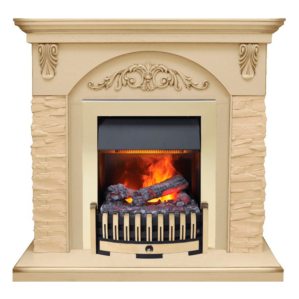 Каминокомплект Dimplex Bern Сланец крупный бежевый / Алебастр темная патина с очагом Danville Brass FB2