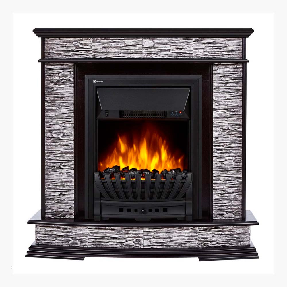 Каминокомплект Electrolux Scala Classic с очагом Classic EFP/P-1020LS скалистый серый, шпон темный дуб