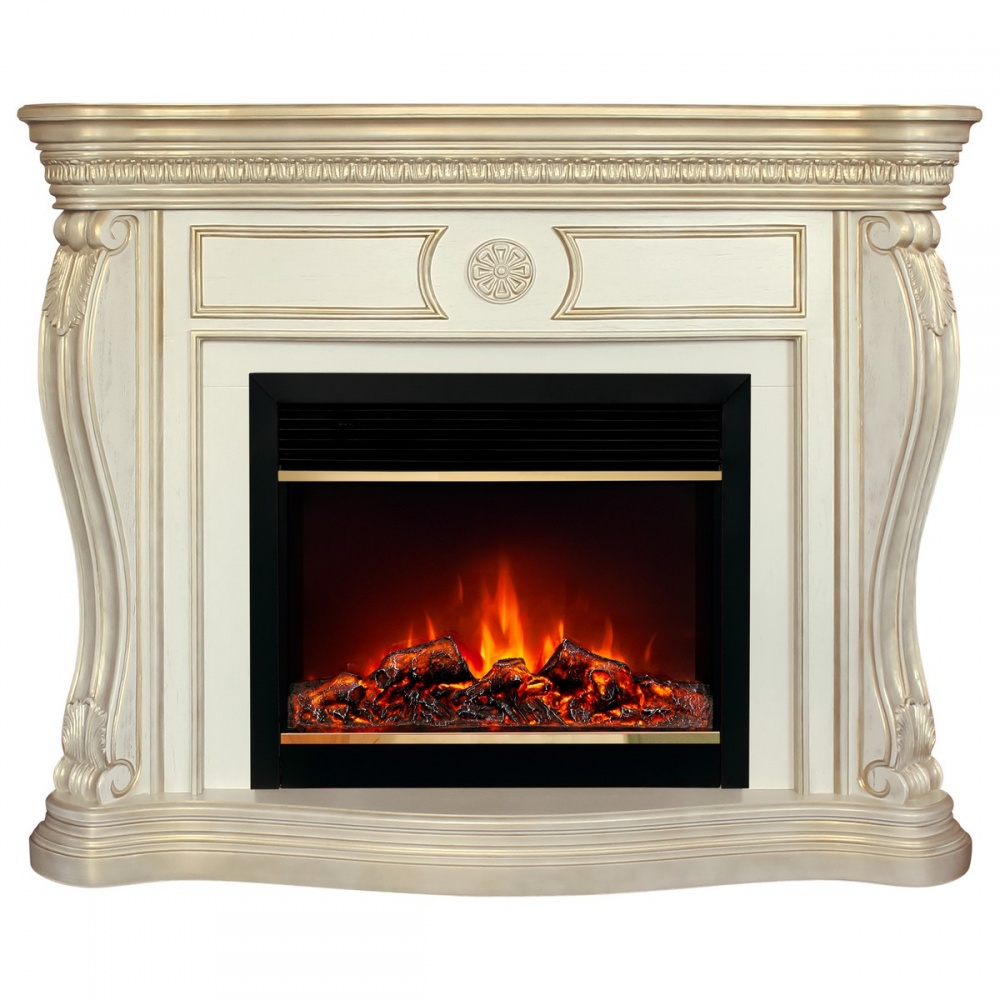 Электрокамин RealFlame Barcelona 33 WT с очагом Moonblaze Deluxe Brass