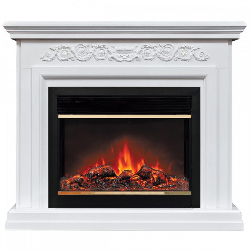 Электрокамин RealFlame  Leticia 26 WT с очагом Moonblaze Deluxe Brass