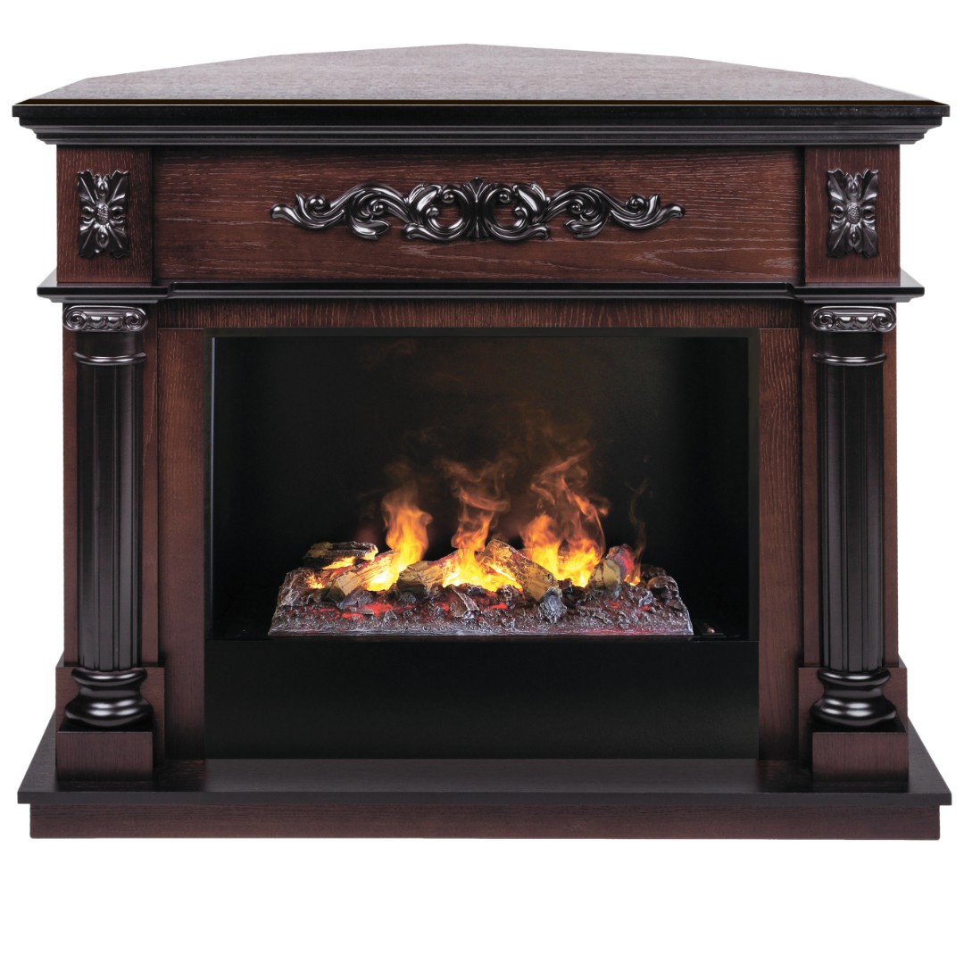 Электрокамин RealFlame  Silvia Corner 26 AO с очагом 3D Cassette 630 + Black вставка