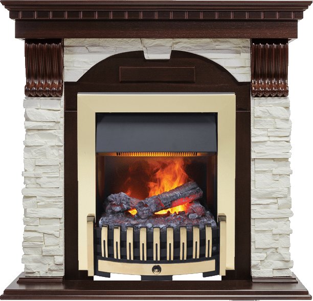 Каминокомплект Dimplex Dublin - Темный дуб / Сланец белый с очагом Danville Brass FB2