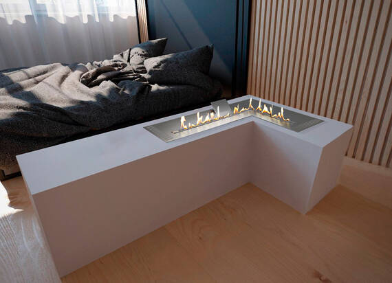 Автоматический биокамин ZeFire М 1000x1400 угловой шлифованный с ДУ