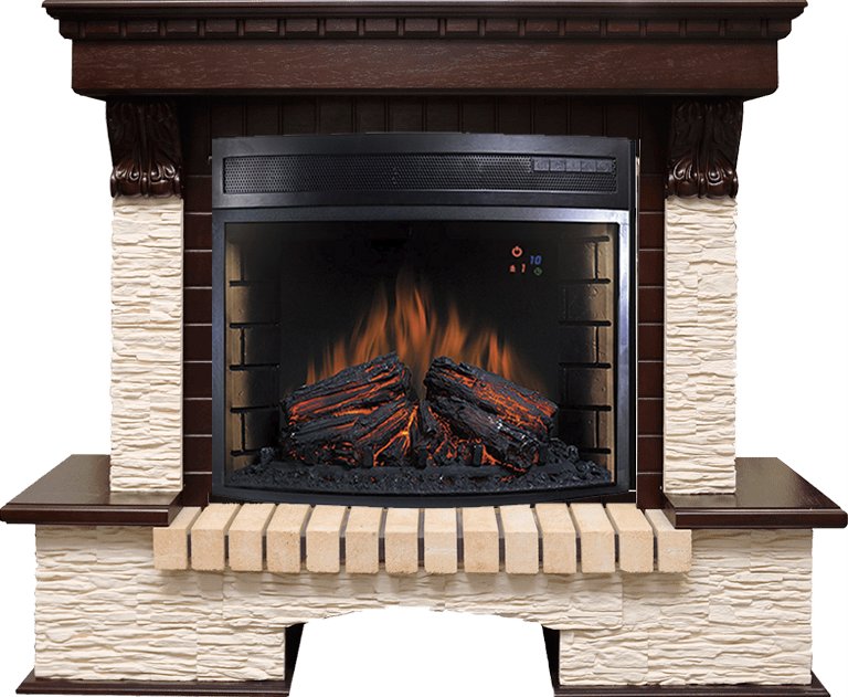 Каминокомплект Royal Flame  Pierre Luxe угловой - Темный дуб / Сланец бежевый с очагом Dioramic 28 LED FX
