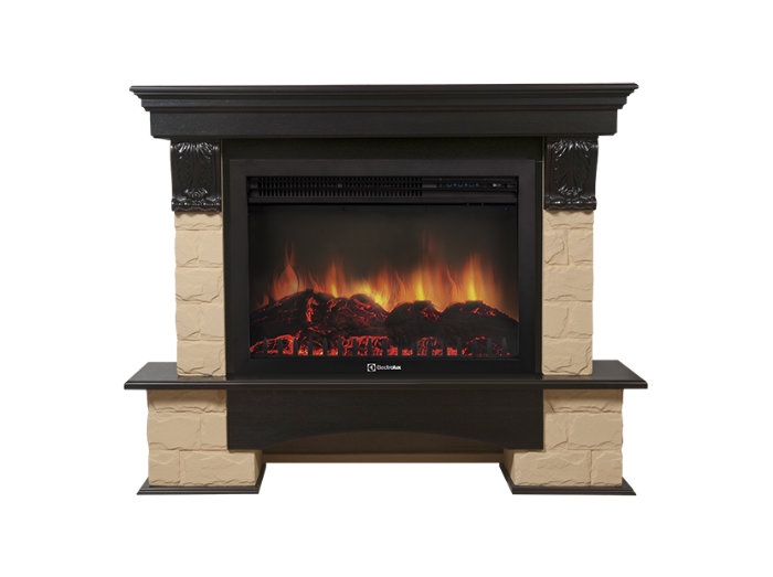 Каминокомплект Electrolux Forte 26/30S с очагом EFP/P-2620RLS камень бежевый, шпон венге