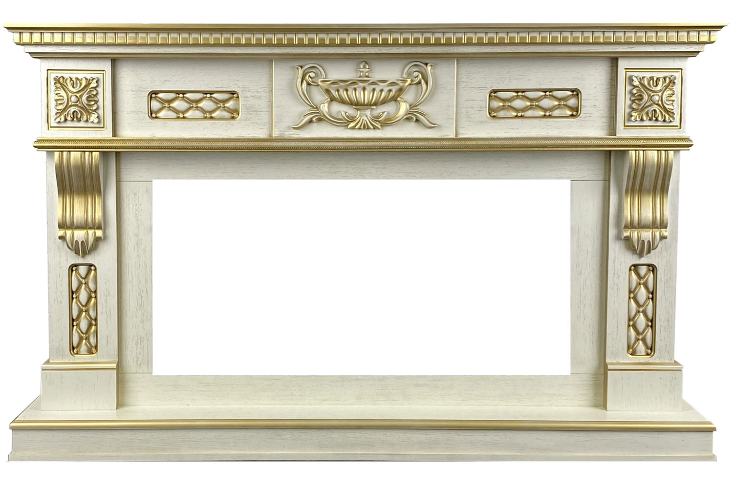 Каминокомплект Royal Flame  Corsica - Слоновая кость с патиной (Ширина 1500 мм) с очагом Vision 42 LED