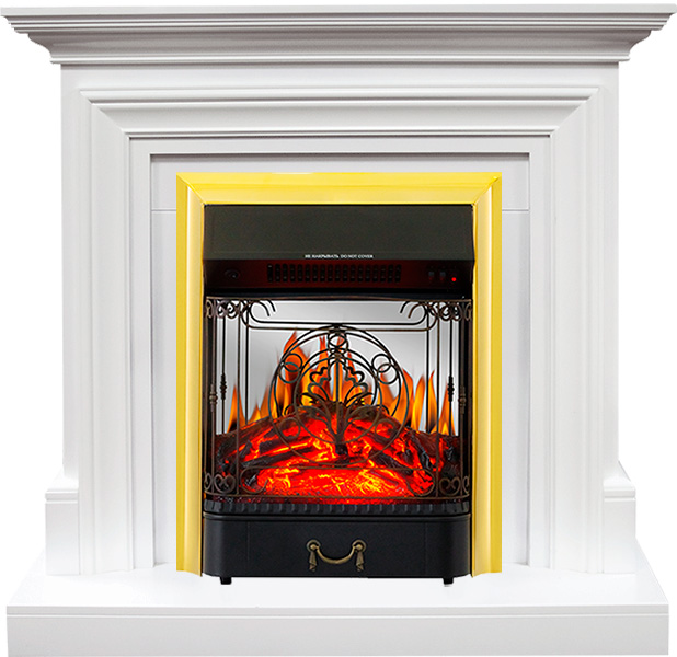 Каминокомплект Royal Flame  Bradford - Белый с очагом Fobos FX M Brass