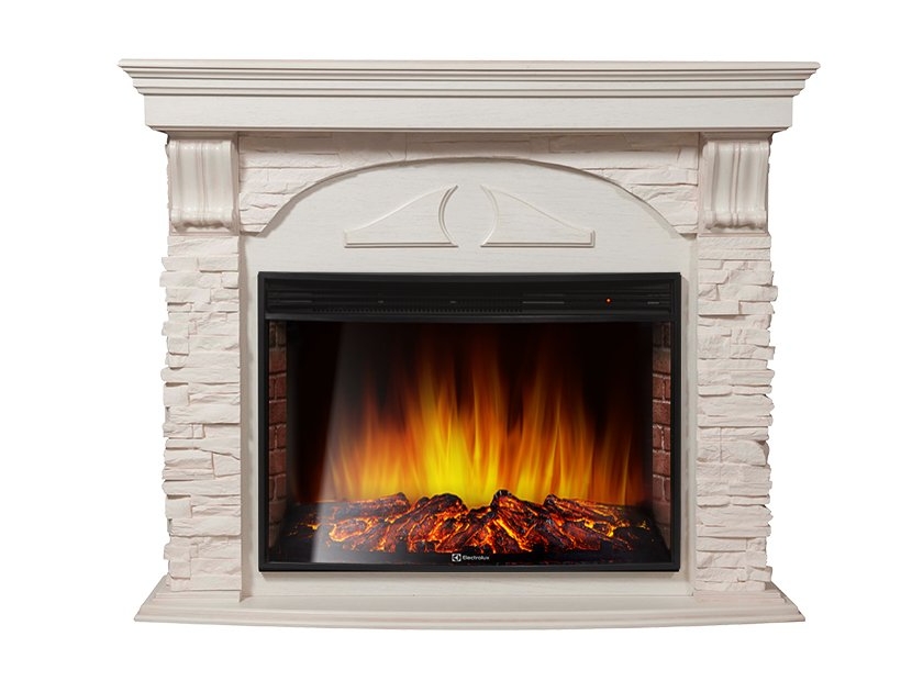 Каминокомплект Electrolux Torre 30U (угловой) с очагом EFP/P-3320RLS камень белый, шпон белёный дуб