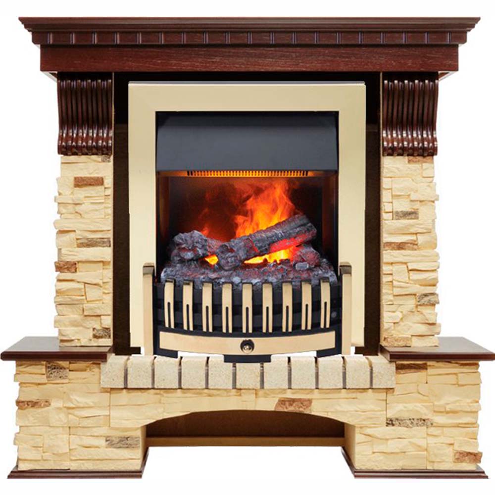 Каминокомплект Dimplex Pierre Luxe - Темный дуб / Сланец (Высота 1050мм) с очагом Danville Brass FB2