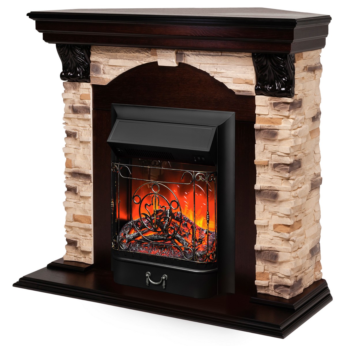Электрокамин RealFlame  Dublin Corner Rock AO с очагом Majestic Lux Black