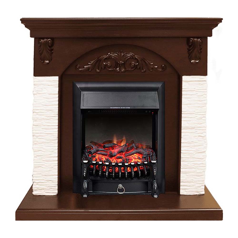 Каминокомплект Royal Flame  Bern Сланец мелкий белый / Темный дуб с очагом Fobos FX Black