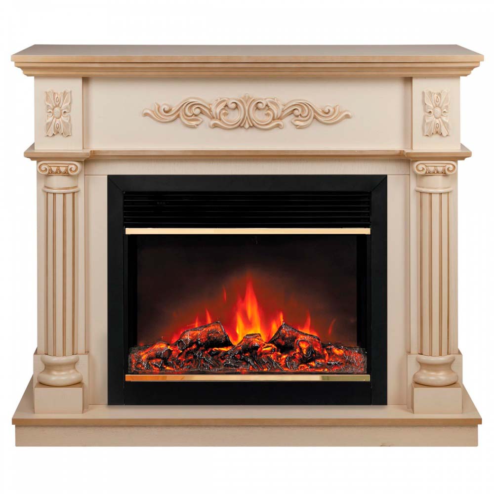 Электрокамин RealFlame  Silvia 26 WT-619G с очагом Moonblaze Deluxe Brass
