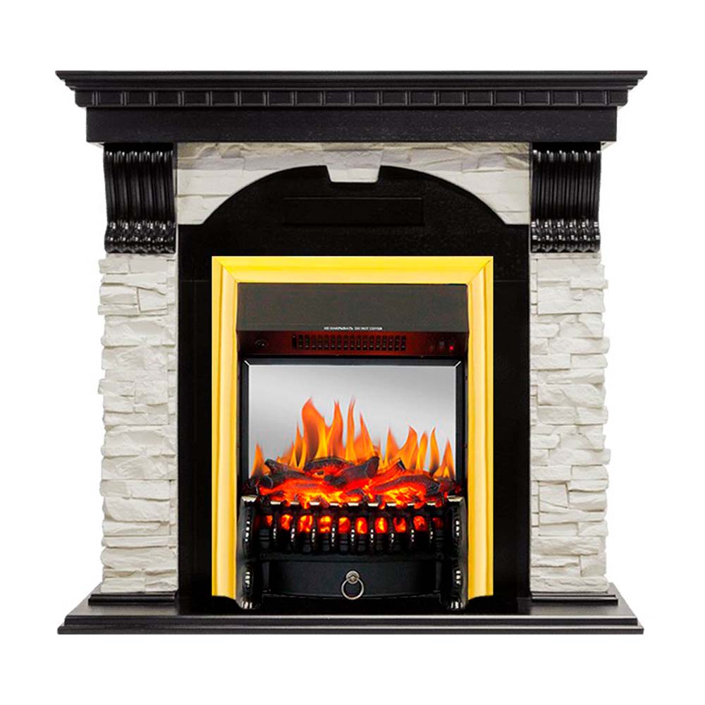 Каминокомплект Royal Flame  Dublin - Венге / Сланец белый с очагом Fobos FX M Brass