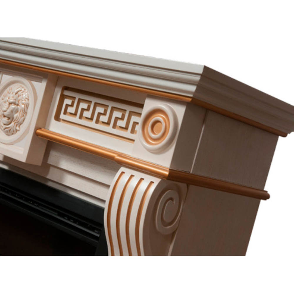 Каминокомплект Electrolux Vittoriano 26/30 с очагом EFP/P-3020LS белёный дуб с золотой патиной