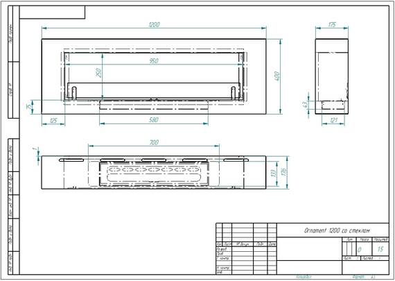 Настенный биокамин Zefire Ornament 1200 со стеклом (Estetic Flame)