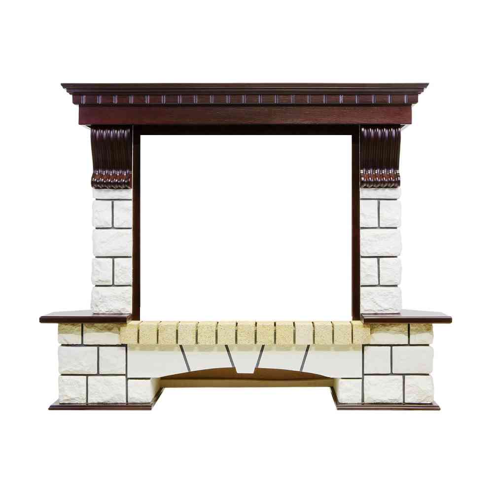 Каминокомплект Royal Flame  Pierre - Темный дуб / Белый (Высота 1045мм) с очагом Jupiter FX New