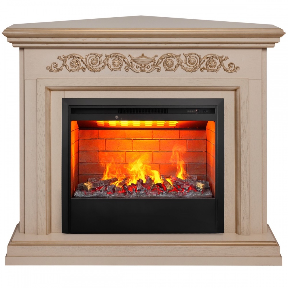 Электрокамин RealFlame  Leticia Corner 26 WT-619G с очагом 3D Helios 26
