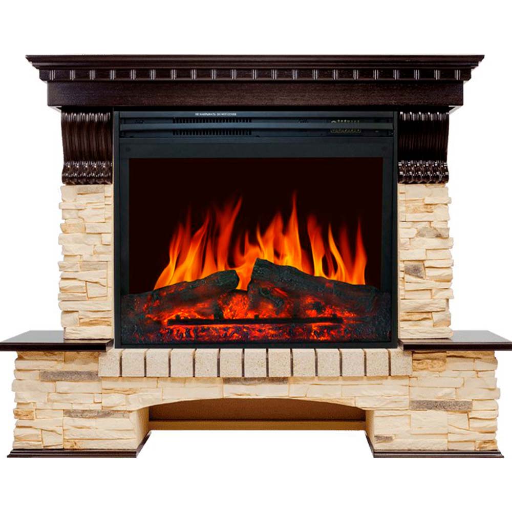 Каминокомплект Royal Flame  Pierre Luxe угловой - Темный дуб / Сланец (Высота 1045мм) с очагом Jupiter FX New