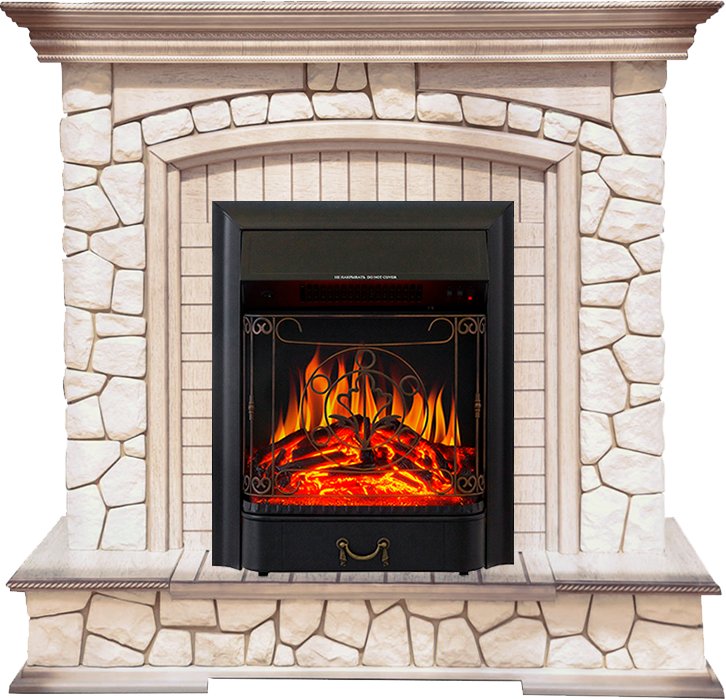 Каминокомплект Royal Flame  Preston - Белый/Слоновая кость с патиной с очагом Majestic FX Black