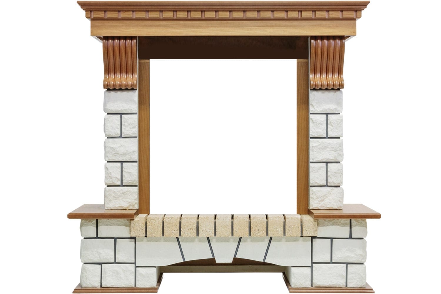 Каминокомплект Royal Flame  Pierre Luxe - Дуб / Белый с очагом Majestic FX Black