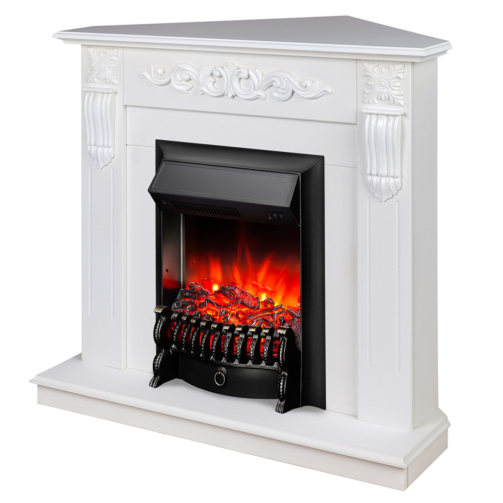 Электрокамин RealFlame  Dominica Corner WT с очагом Fobos Lux Black