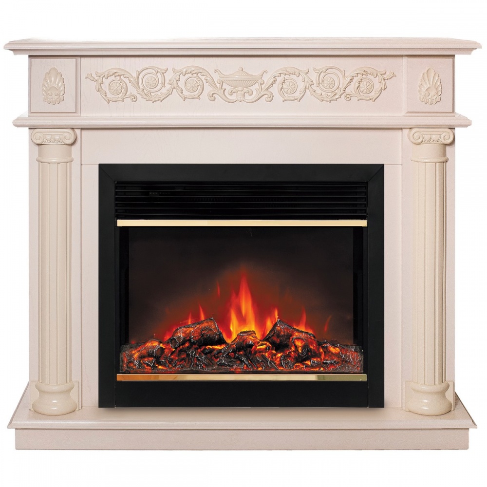 Электрокамин RealFlame Attica WT с очагом Moonblaze Deluxe Brass