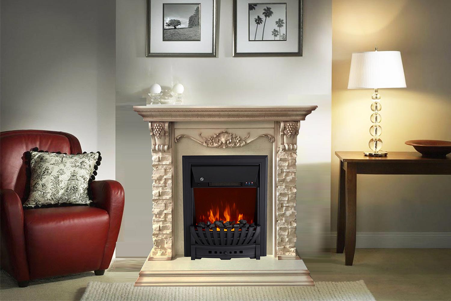 Каминокомплект Royal Flame  Adriana - Cлоновая кость с очагом Aspen Gold