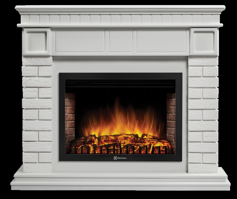 Каминокомплект Electrolux Bricks 30 с очагом EFP/P-3320RLS камень белый, белая эмаль