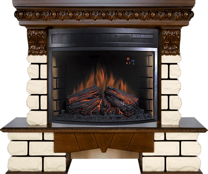Каминокомплект Royal Flame  Pierre Luxe LORD - Темный дуб / Белый с очагом Dioramic 28 LED FX