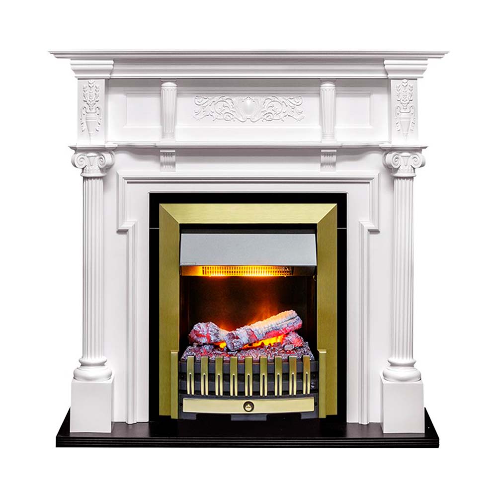 Каминокомплект Dimplex Oxford - Белый с очагом Danville Antique Brass FB2