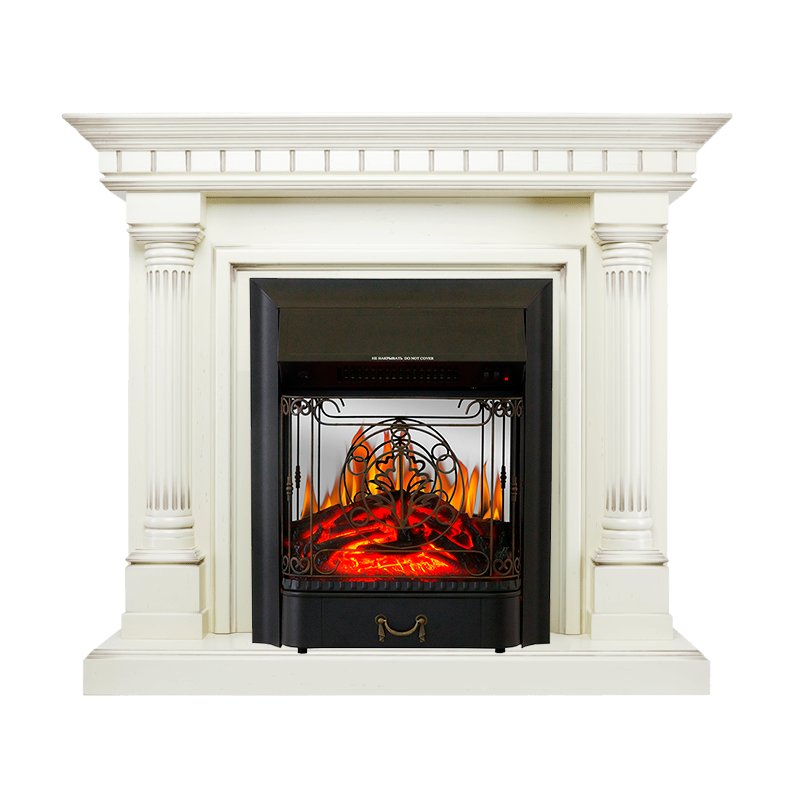 Каминокомплект Royal Flame  Dallas - Слоновая кость с патиной с очагом Majestic FX M Black