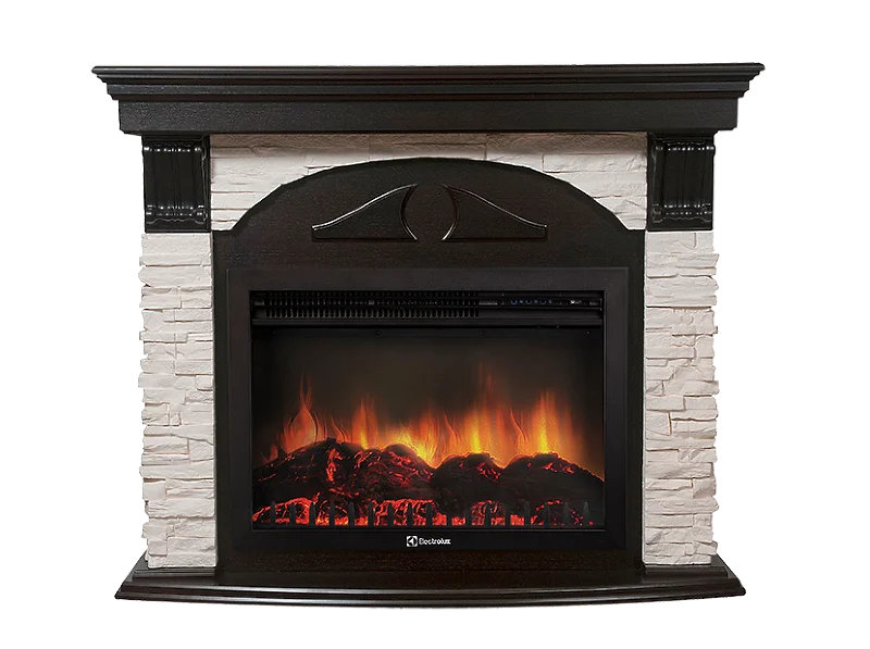 Каминокомплект Electrolux Torre 26 Sphere с очагом EFP/P-2620RLS камень белый, шпон венге