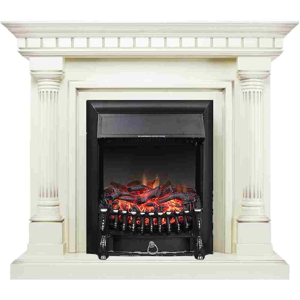 Каминокомплект Royal Flame  Dallas - Слоновая кость с патиной с очагом Fobos FX Black